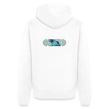 Blue Frog auf Skateboard - Unisex Premium Bio Zip Hoodie - Weiß - Hinten - Thijin (182cm)