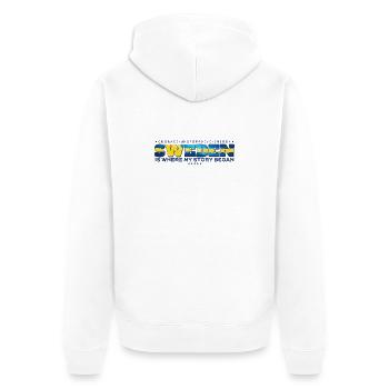 Schweden, wo meine Geschichte begann - Unisex Premium Bio Zip Hoodie - Weiß - Hinten - Thijin (182cm)