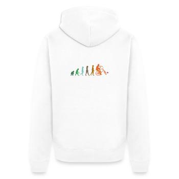 Cycling, Cycleball, Indoor Cycling, Evolution - Unisex Premium Organic Zip Hoodie - white - Back - Thijin (182cm)
