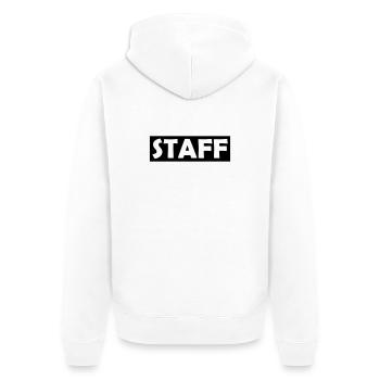 Staff - Unisex Premium Bio Zip Hoodie - Weiß - Hinten - Thijin (182cm)