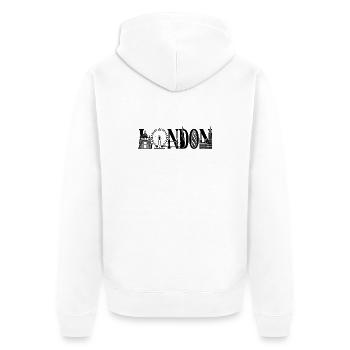 London Großbritannien England Silhouette - Unisex Premium Bio Zip Hoodie - Weiß - Hinten - Thijin (182cm)