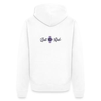 TimeWheel Clock with Bicycle Graphic - Unisex Premium Organic Zip Hoodie - white - Back - Thijin (182cm)