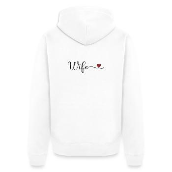 Typographie du cœur de l’épouse - Veste à capuche bio Premium Unisexe - blanc - Dos - Thijin (182cm)