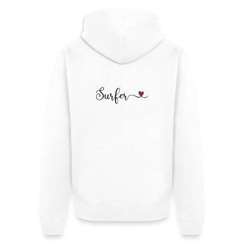 Surfer Heart - Unisex Premium Bio Zip Hoodie - Weiß - Hinten - Thijin (182cm)