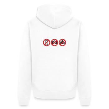 Kein Handy, keine Kamera, kein Videoaufkleber, Aufkleber - Unisex Premium Bio Zip Hoodie - Weiß - Hinten - Thijin (182cm)
