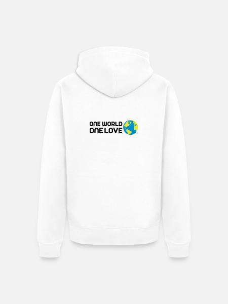 One World One Love - Unisex Premium Organic Zip Hoodie - white