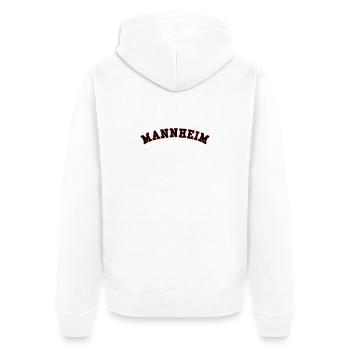 Manheim Arch Schriftzug - Unisex Premium Bio Zip Hoodie - Weiß - Hinten - Thijin (182cm)