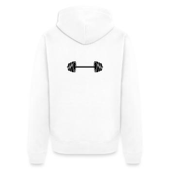 Gewichte Hanteln Scheiben Hantel - Unisex Premium Bio Zip Hoodie - Weiß - Hinten - Thijin (182cm)