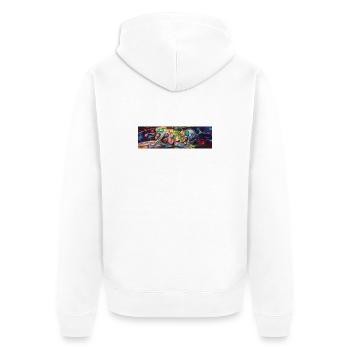 Vivid Faces in Neon Graffiti - Unisex Premium Organic Zip Hoodie - white - Back - Thijin (182cm)