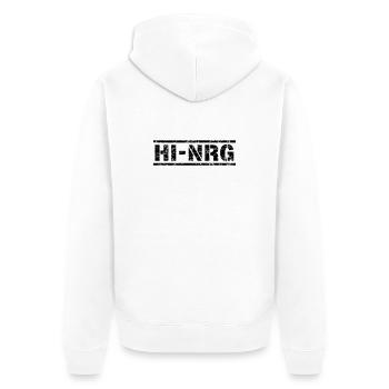 HI NRG - Unisex Premium Bio Zip Hoodie - Weiß - Hinten - Thijin (182cm)