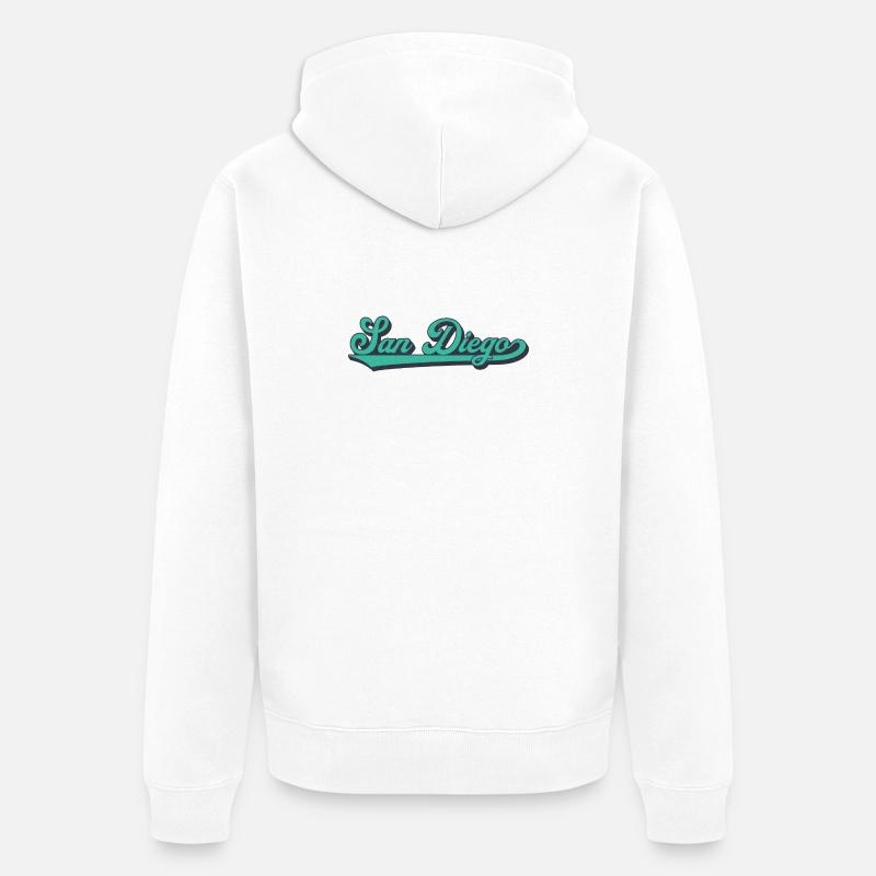 San Diego Script Vague Rétro - Veste à capuche bio Premium Unisexe - blanc