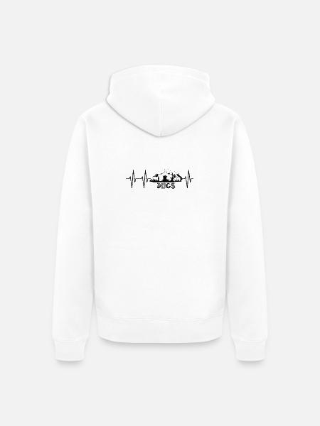 slappe af hunde hjerteslag hund hunde symbol dyr kærlighed - Premium økologisk unisex-hættejakke - hvid