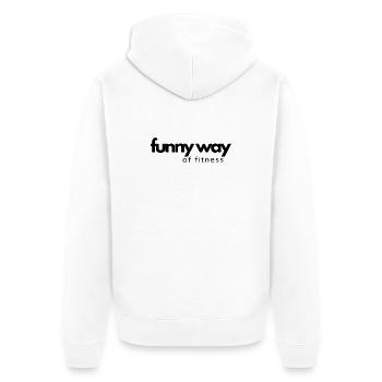 Funny way of fitness 1.0 schwarz - Unisex Premium Bio Zip Hoodie - Weiß - Hinten - Thijin (182cm)