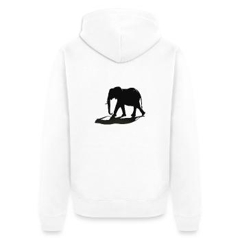 Elephant Silhouette - Unisex Premium Organic Zip Hoodie - white - Back - Thijin (182cm)