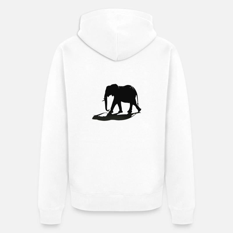 Elefanten-Silhouette - Unisex Premium Bio Zip Hoodie - Weiß