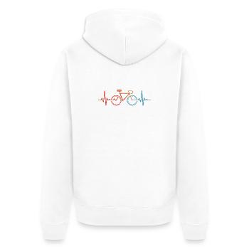 Radfahren Herzschlag Rhythmus - Unisex Premium Bio Zip Hoodie - Weiß - Hinten - Thijin (182cm)