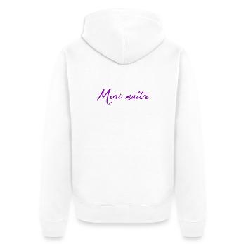 MEISTER. MEISTER. VIELEN DANK. DANKE, MEISTER. MEISTER - Unisex Premium Bio Zip Hoodie - Weiß - Hinten - Thijin (182cm)