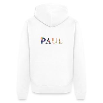 PAUL name decorated with flowers - Unisex Premium Organic Zip Hoodie - white - Back - Thijin (182cm)