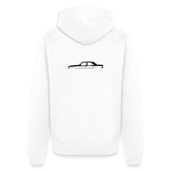 W124 Auto Oldtimer Vintage Deutsch German Retro - Unisex Premium Bio Zip Hoodie - Weiß - Hinten - Thijin (182cm)