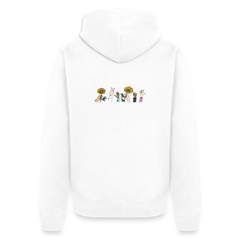 Hände mit Sonnenblumen - Unisex Premium Bio Zip Hoodie - Weiß - Hinten - Thijin (182cm)