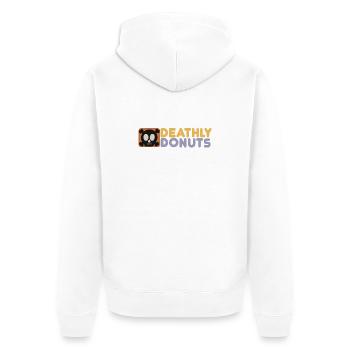 Deathly Donuts Totenkopf PopArt - Unisex Premium Bio Zip Hoodie - Weiß - Hinten - Thijin (182cm)
