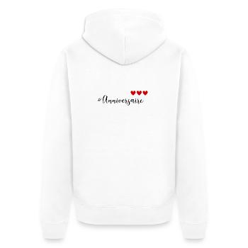 ALLES GUTE ZUM GEBURTSTAG. ALLES GUTE ZUM GEBURTSTAG. JAHRESTAG. - Unisex Premium Bio Zip Hoodie - Weiß - Hinten - Thijin (182cm)