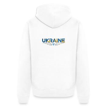 Circuit Ukraine Typografie - Unisex Premium Bio Zip Hoodie - Weiß - Hinten - Thijin (182cm)