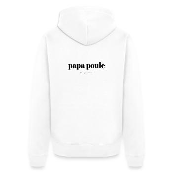 Papa-Huhn-Skript - Unisex Premium Bio Zip Hoodie - Weiß - Hinten - Thijin (182cm)