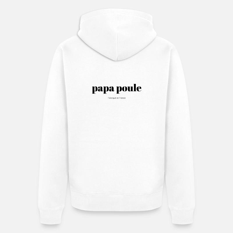 Papa-Poule-script - Veste à capuche bio Premium Unisexe - blanc