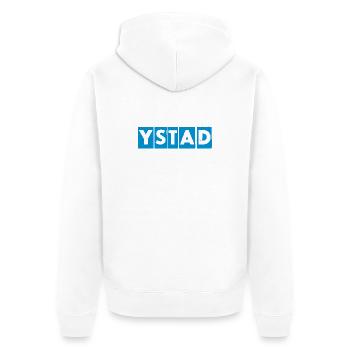 Ystad – Blue Text Design - Unisex Premium Organic Zip Hoodie - white - Back - Thijin (182cm)