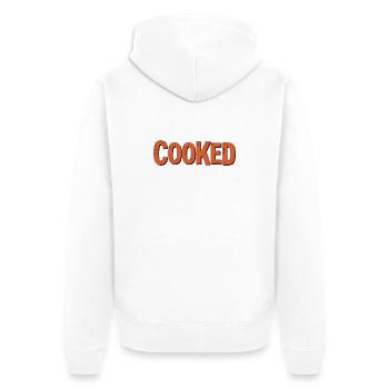 "Cooked – Viral Slang Tee" - Unisex Premium Organic Zip Hoodie - white - Back - Thijin (182cm)