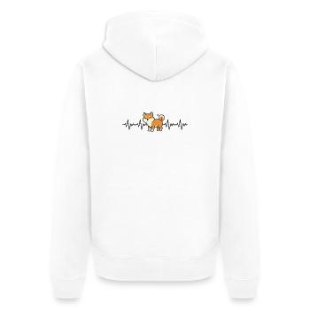 Shiba Inu ECG Battement de cœur - Veste à capuche bio Premium Unisexe - blanc - Dos - Thijin (182cm)