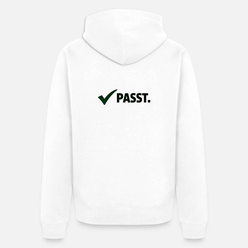 Passt. Minimal Meme Statement T-Shirt - Unisex Premium Bio Zip Hoodie - Weiß