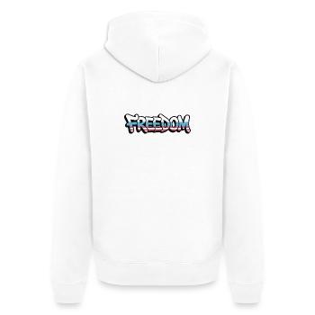 Freedom Typography Statement Design - Unisex Premium Organic Zip Hoodie - white - Back - Thijin (182cm)
