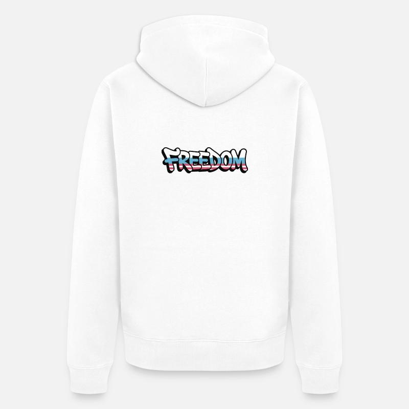 Freedom Typografie Statement Design - Unisex Premium Bio Zip Hoodie - Weiß