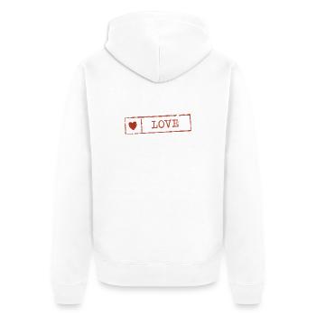 Rustikaler Herz-Liebesstempel - Unisex Premium Bio Zip Hoodie - Weiß - Hinten - Thijin (182cm)