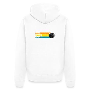 Schaltgetriebe für immer - Unisex Premium Bio Zip Hoodie - Weiß - Hinten - Thijin (182cm)