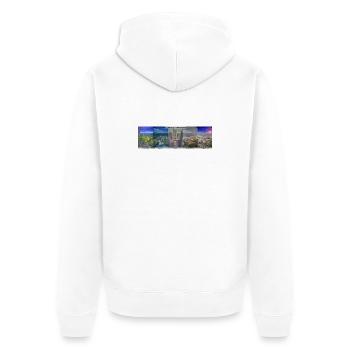 Pentaptych Multiple Mornings, Leoben in Utopias - Unisex Premium Organic Zip Hoodie - white - Back - Thijin (182cm)