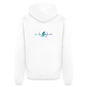 Idée cadeau pour un cycliste de course avec un vélo de route - Veste à capuche bio Premium Unisexe - blanc - Dos - Thijin (182cm)