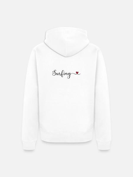 Surfing Heart Typography - Unisex Premium Organic Zip Hoodie - white