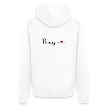 Ponies Herz - Unisex Premium Bio Zip Hoodie - Weiß - Hinten - Thijin (182cm)