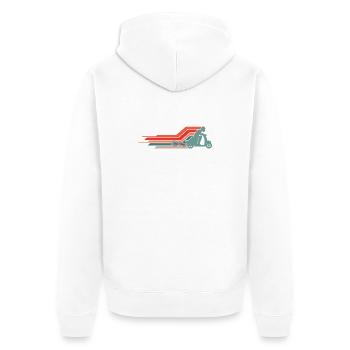  Rollerfahrer Moped Motor-Scooter Fahrer 70s 80s - Unisex Premium Bio Zip Hoodie - Weiß - Hinten - Thijin (182cm)