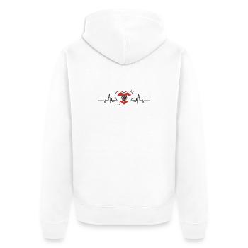 Österreich Herzschlag Heimatliebe Fan Geschenk - Unisex Premium Bio Zip Hoodie - Weiß - Hinten - Thijin (182cm)