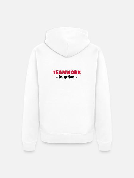 Teamwork in Action - Unisex Premium Organic Zip Hoodie - white