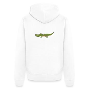 Krokodil - Unisex Premium Bio Zip Hoodie - Weiß - Hinten - Thijin (182cm)