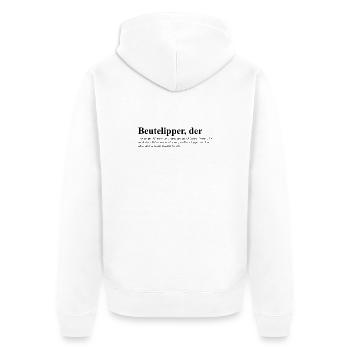 Beutelipper - Wörterbuch - Unisex Premium Bio Zip Hoodie - Weiß - Hinten - Thijin (182cm)