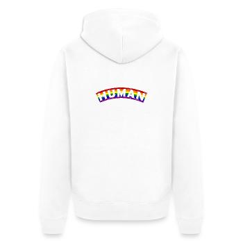 Human Pride Flag Design - Unisex Premium Bio Zip Hoodie - Weiß - Hinten - Thijin (182cm)