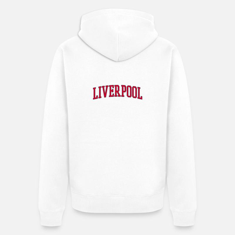 Conception des lettrages universitaires de Liverpool - Veste à capuche bio Premium Unisexe - blanc