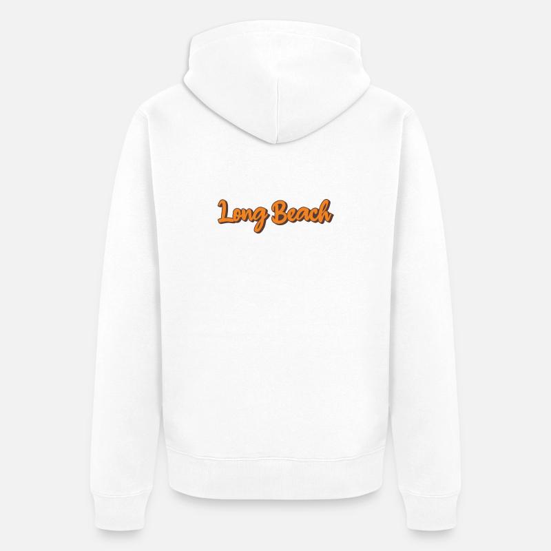 Script rétro de Long Beach - Veste à capuche bio Premium Unisexe - blanc