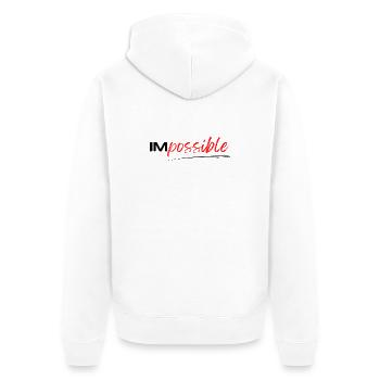 Geschenk "IM possible", sportliche Motivation - Unisex Premium Bio Zip Hoodie - Weiß - Hinten - Thijin (182cm)